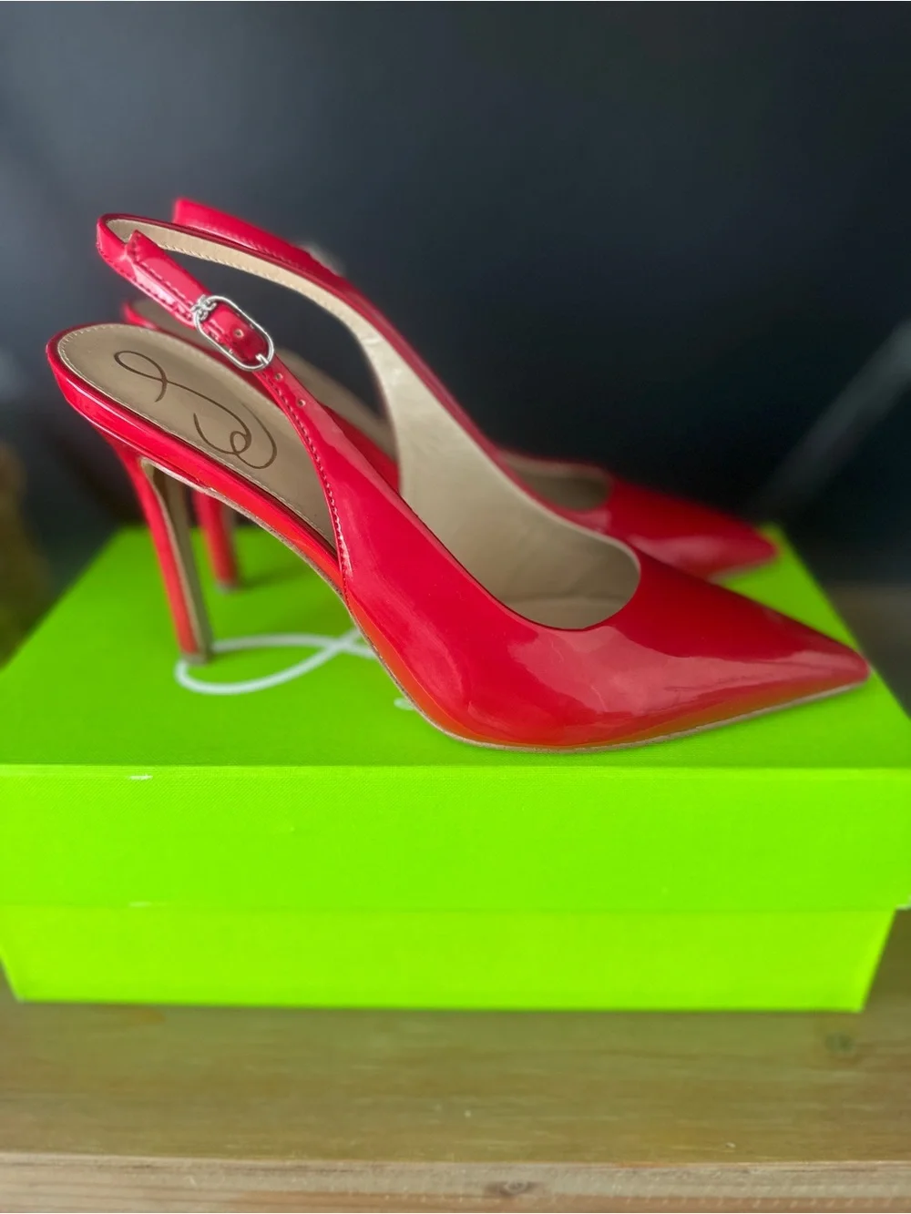 Sam Edelman Red Patent Slingback Pointed-Toe Pumps
